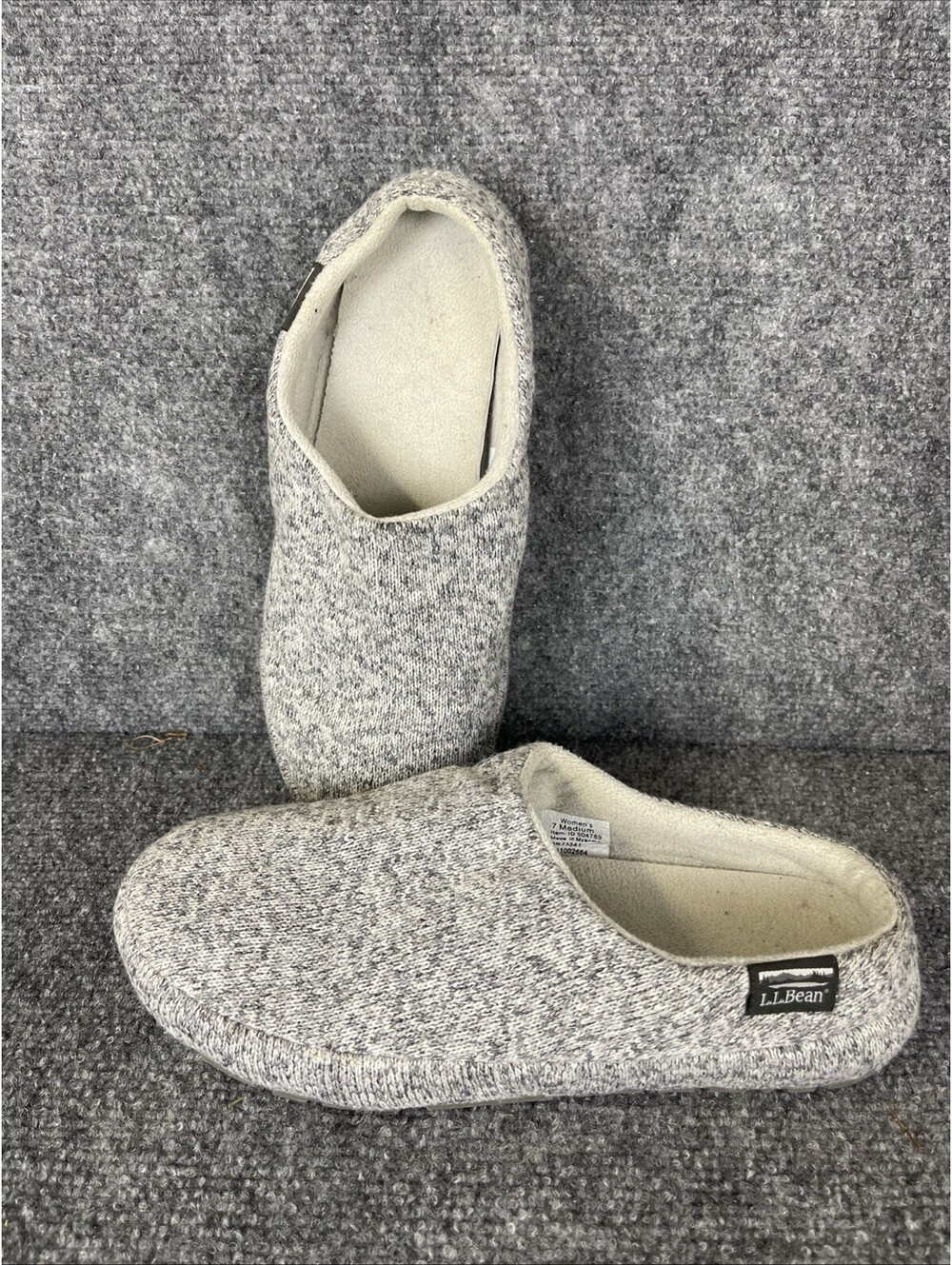 LL Bean Hard Bottom Heather Gray Knit Scuff Slides Women’s Medium 7